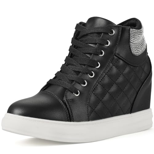 Ckrola Modische Plateauschuhe für Damen, versteckter Keilabsatz, hohe Sneaker für Damen, Plateaustiefel, Arbeitsschuhe, Schwarz-5, 35 EU Ckrola Modische Plateauschuhe für Damen, versteckter Keilabsatz, hohe Sneaker für Damen, Plateaustiefel, Arbeitsschuhe, Schwarz-5, 35 EU von Ckrola