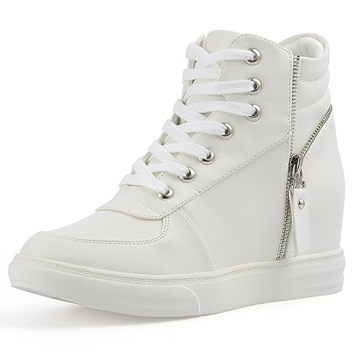 Ckrola Modische Plateauschuhe für Damen, versteckter Keilabsatz, hohe Sneaker für Damen, Plateaustiefel, Arbeitsschuhe, Weiß 3, 39.5 EU Ckrola Modische Plateauschuhe für Damen, versteckter Keilabsatz, hohe Sneaker für Damen, Plateaustiefel, Arbeitsschuhe, Weiß 3, 39.5 EU von Ckrola