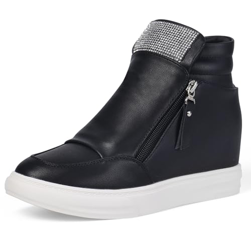 Ckrola Modische Plateauschuhe für Damen, versteckter Keilabsatz, hohe Sneaker für Damen, Plateaustiefel, Arbeitsschuhe, schwarz 2, 39.5 EU Ckrola Modische Plateauschuhe für Damen, versteckter Keilabsatz, hohe Sneaker für Damen, Plateaustiefel, Arbeitsschuhe, schwarz 2, 39.5 EU von Ckrola