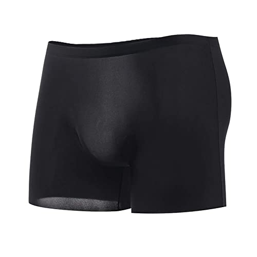 Ckzyrith Herren Extra Dünne Boxershorts Kurze EIS Seide Unterwäsche Nahtlose Sexy Halbtransparent Hosen (DE/NL/SE/PL, Alphanumerisch, 3XL, Regular, Regular, Schwarz) von Ckzyrith