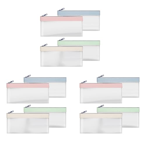 ClAZTyict 12 Stück Geldbeutel mit Reißverschluss, Geldumschläge, Geldbeutel, Durchsichtige Bankeinzahlungsbeutel, Bankbeutel, Geldbeutel, Münzbeutel von ClAZTyict