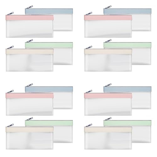 ClAZTyict 16 Stück Geldbeutel mit Reißverschluss, Geldumschläge, Geldbeutel, Durchsichtige Bankeinzahlungsbeutel, Bankbeutel, Geldbeutel, Münzbeutel von ClAZTyict