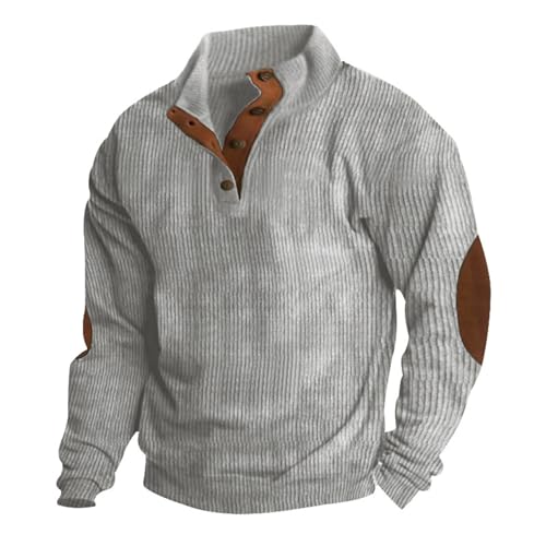 Clacce Lässiger Herren-Kapuzenpullover mit Langen Ärmeln und Stehkragen Japan Hoodie Herren (Grey, XL) von Clacce