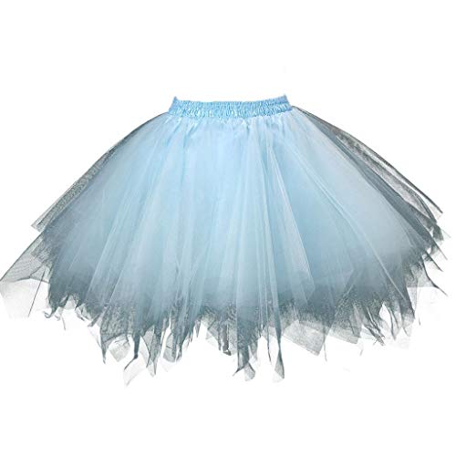 Karneval Tüllrock Damen Kurz Rock Hohe Taille Tutu Rock Tüllrock Petticoat 50er Puffy Tütü Minirock Reifrock Unterrock Tüll Underskirt (0920#01-A, One Size) von Clacce