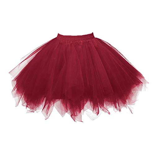 Karneval Tüllrock Damen Kurz Rock Hohe Taille Tutu Rock Tüllrock Petticoat 50er Puffy Tütü Minirock Reifrock Unterrock Tüll Underskirt (0920#01-B, One Size) von Clacce