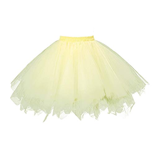 Karneval Tüllrock Damen Kurz Rock Hohe Taille Tutu Rock Tüllrock Petticoat 50er Puffy Tütü Minirock Reifrock Unterrock Tüll Underskirt (0920#01-G, One Size) von Clacce