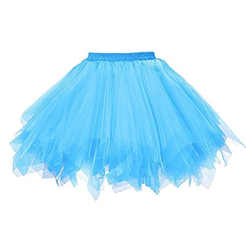 Karneval Tüllrock Damen Kurz Rock Hohe Taille Tutu Rock Tüllrock Petticoat 50er Puffy Tütü Minirock Reifrock Unterrock Tüll Underskirt (0920#01-L, One Size) von Clacce