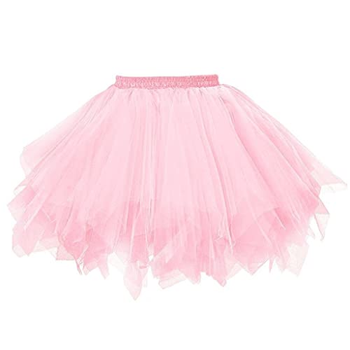 Karneval Tüllrock Damen Kurz Rock Hohe Taille Tutu Rock Tüllrock Petticoat 50er Puffy Tütü Minirock Reifrock Unterrock Tüll Underskirt (0920#01-N, One Size) von Clacce