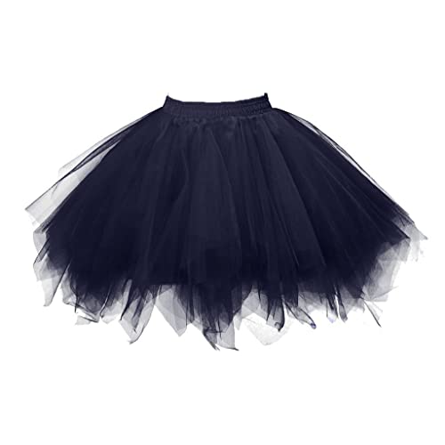 Karneval Tüllrock Damen Kurz Rock Hohe Taille Tutu Rock Tüllrock Petticoat 50er Puffy Tütü Minirock Reifrock Unterrock Tüll Underskirt (0920#01-O, One Size) von Clacce