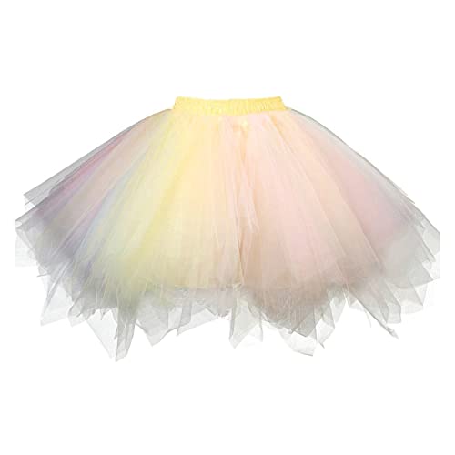 Karneval Tüllrock Damen Kurz Rock Hohe Taille Tutu Rock Tüllrock Petticoat 50er Puffy Tütü Minirock Reifrock Unterrock Tüll Underskirt (b-H, One Size) von Clacce