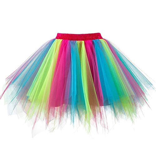 Karneval Tüllrock Damen Kurz Rock Hohe Taille Tutu Rock Tüllrock Petticoat 50er Puffy Tütü Minirock Reifrock Unterrock Tüll Underskirt (b-O, One Size) von Clacce