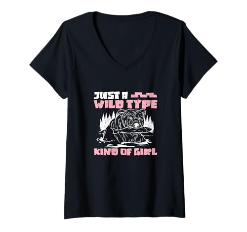 Damen Just A Wild Type Art of Girl Lustige Zoologie für einen Zoologen T-Shirt mit V-Ausschnitt von Clade Zoology Crusaders