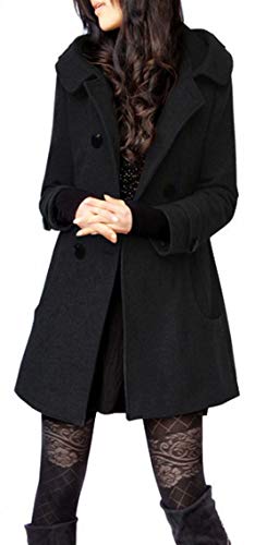 ClairSue Damen Winter Herbst Mantel Steppjacke Kapuzenjacke Übergangsjacke Trenchcoat Zweireihig Wollmantel Gesteppt Parka Coat Outwear Schwarz ClairSue Damen Winter Herbst Mantel Steppjacke Kapuzenjacke Übergangsjacke Trenchcoat Zweireihig Wollmantel Gesteppt Parka Coat Outwear Schwarz von ClairSue