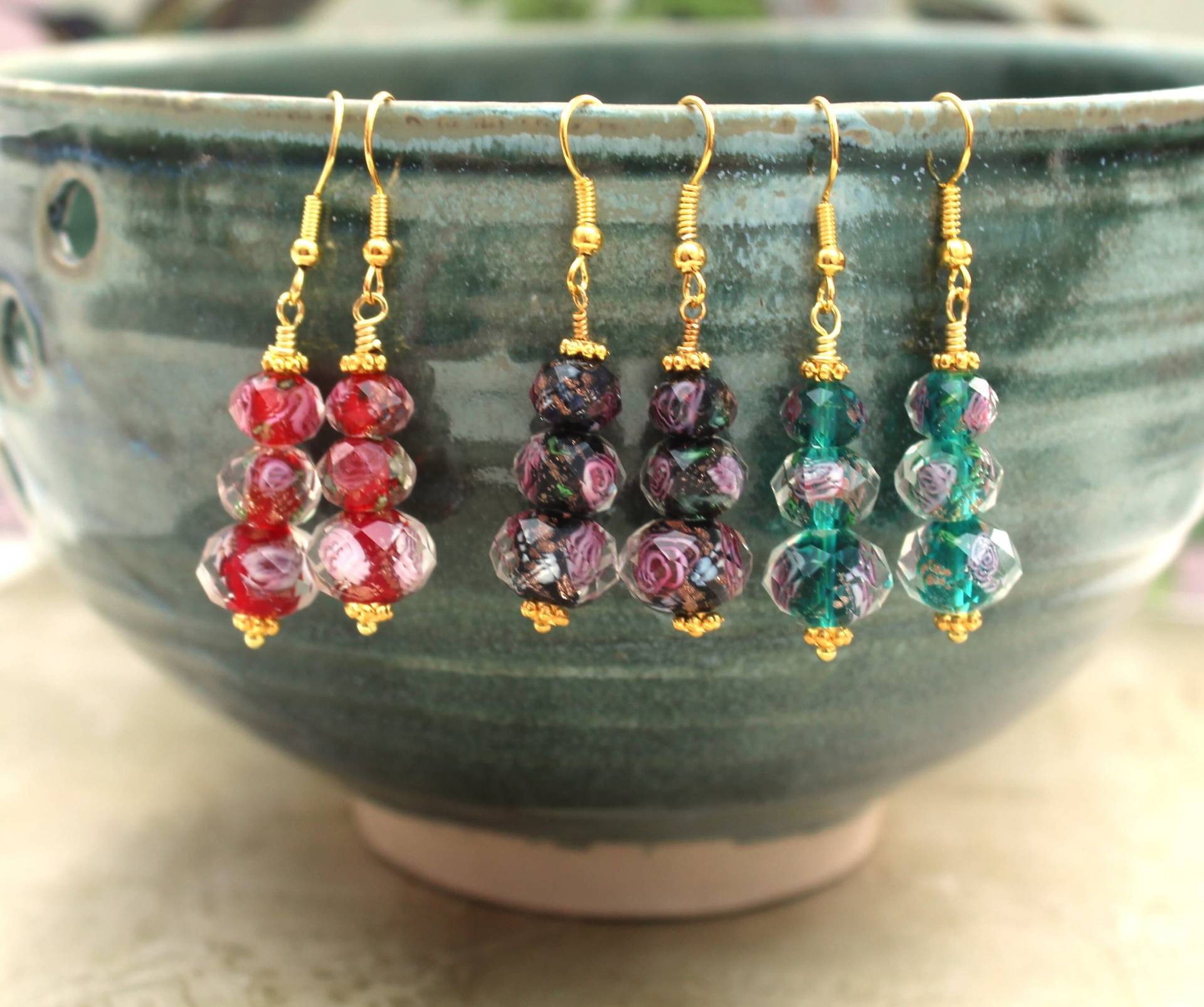 Ohrringe Für Jeden Tag Mit Farbwahl Und Lampenarbeit - Glasperlenohrringe, Blumenohrringe, Glasohrringe, Kleines Geschenk, Geschenk Sie von ClaireElizabeths