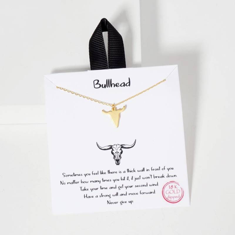 Bullhead - Longhorn Bull Halskette, 18K Gold Getaucht, Handgefertigt, Minimalistisch, Geschenke Für Sie, Ermutigung Geschenk Schmuck von ClaireandSusie