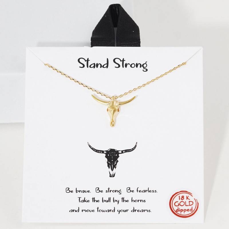 Longhorn Halskette, Bullhead Bull Head Stier, Kuh Schädel, 18K Gold Getaucht, Ermutigung Geschenk Schmuck von ClaireandSusie