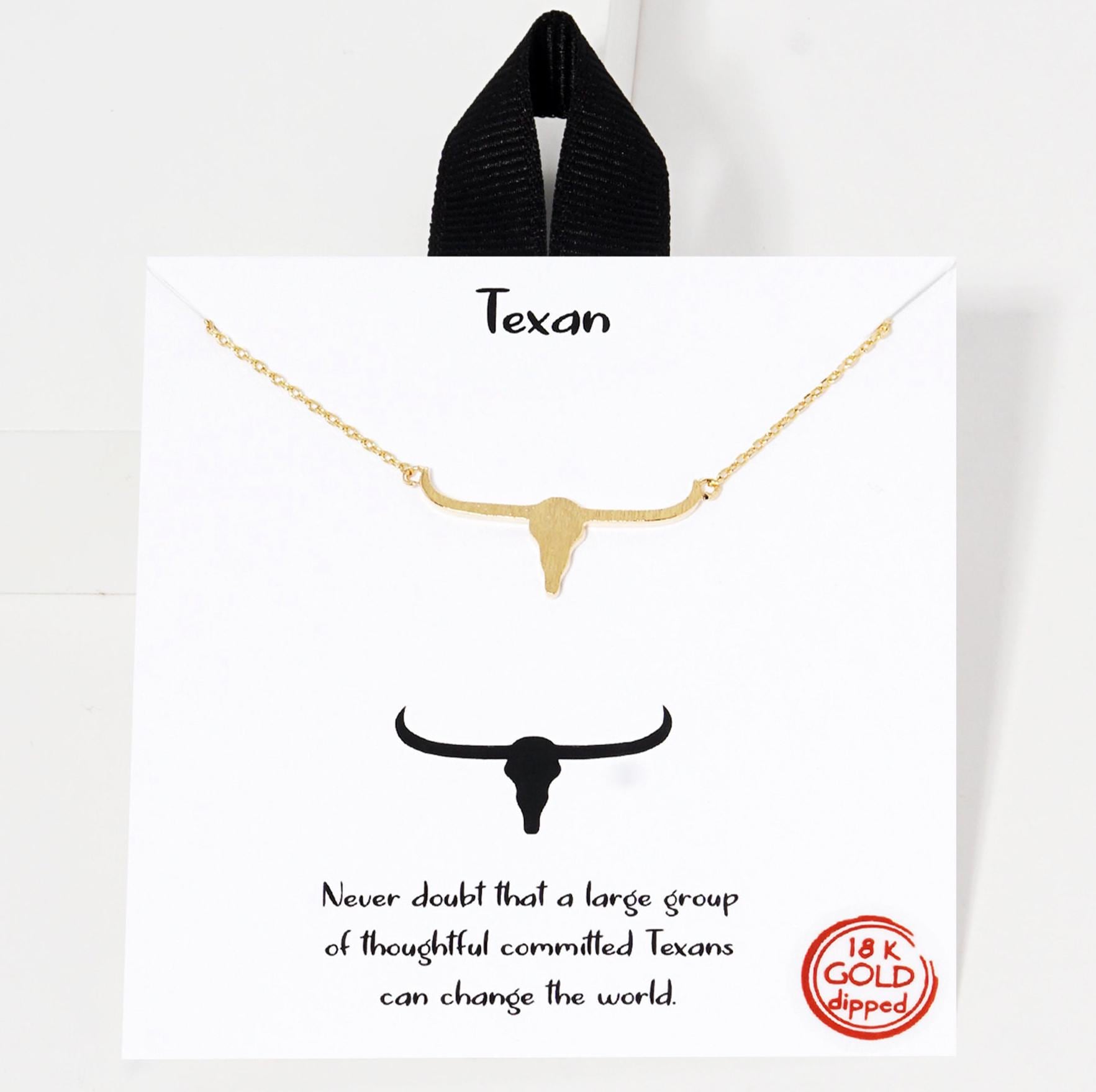 Longhorn Halskette, Stier Schädel Bullhead, Stier, Kuh-Schädel, 18K Gold Getaucht, Handgefertigt, Texan, Ermutigung Geschenk Schmuck Longhorn Halskette, Stier Schädel Bullhead, Stier, Kuh-Schädel, 18K Gold Getaucht, Handgefertigt, Texan, Ermutigung Geschenk Schmuck von ClaireandSusie
