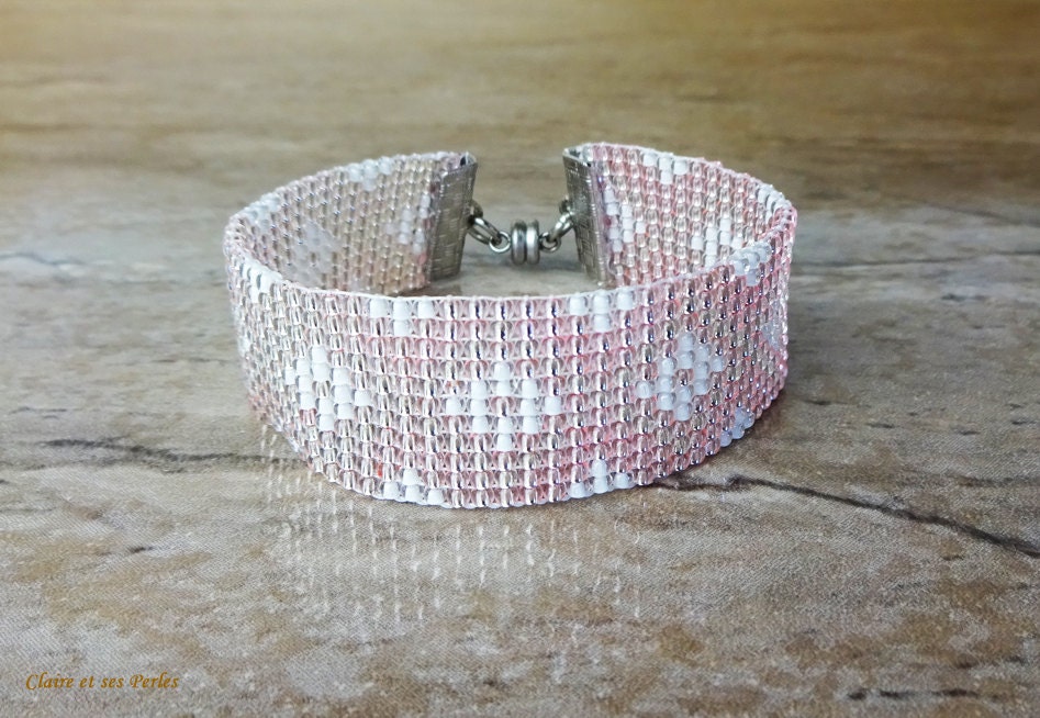 Rosa Und Weiße Armband Geflochten-Geschäft. 6In Rosa Und Weiße Armband Geflochten-Geschäft. 6In von Claireetsesperles