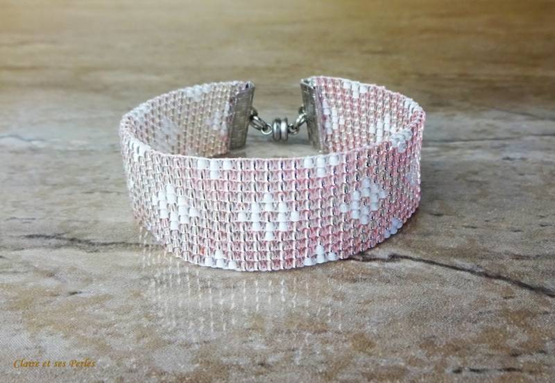 Rosa Und Weiße Armband Geflochten-Geschäft. 6In von Claireetsesperles