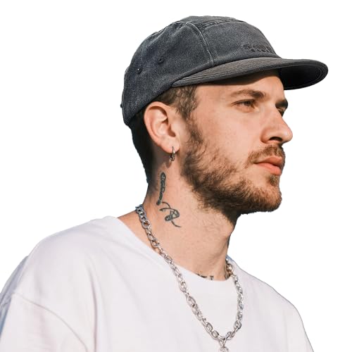 Clakllie 5 Panel Basecap Short Brim Baseball Caps Flat Brim Snapback Cap Street Trucker Cap Verstellbar Camp Cap,HNZD1-Gray von Clakllie