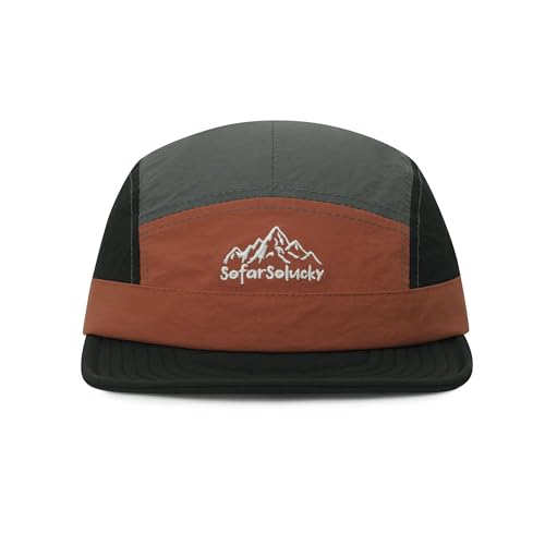 Clakllie 5 Panel Cap mit Kurzem Schirm Schnelltrocknend Short Brim Basecap Herren Leichte Running Hut Atmungsaktiv Outdoor Cap,BSSD2524-Orange von Clakllie