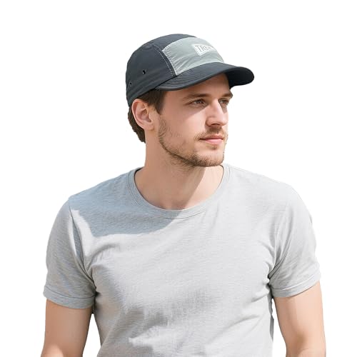 Clakllie 5 Panel Cap mit Kurzem Schirm Wasserdicht Basecap Herren Weich Leichte Sport Running Cap Unstructured Outdoor Cap,BSSD2567-Grey von Clakllie