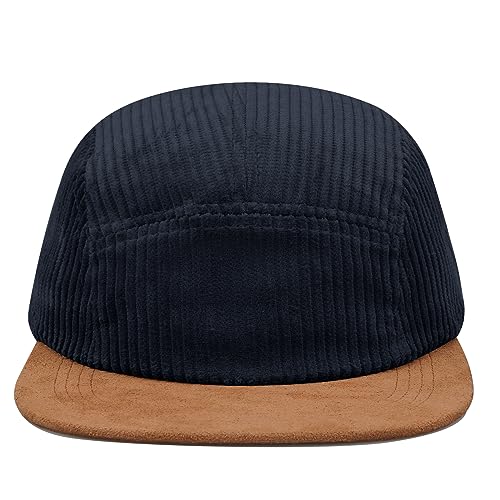 Clakllie 5 Panel Running Caps Skateboard Style Basecap Flat Brim Sports Trucker Cap Hip Hop Baseballkappe für Herren und Damen,Navy Blue von Clakllie