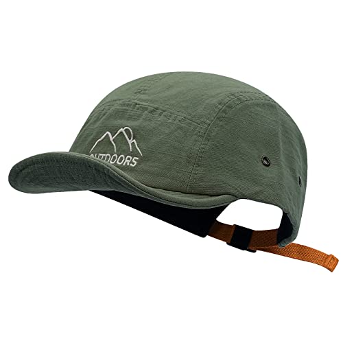 Clakllie 5 Panel Snapback Cap Kurzer Krempe Unstructured Short Brim Basecap Baumwolle Retro Green Trucker Cap Sommer Running Cap UPF50+ Kappe von Clakllie