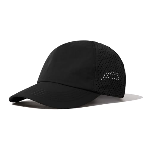 Clakllie Atmungsaktiv Sport Basecap Herren Mesh Running Cap Quick Dry Baseball Caps Wasserdicht Outdoor Running Cap UV-Schutz Kappe Leicht Fitted Caps,WBBC7-Black von Clakllie