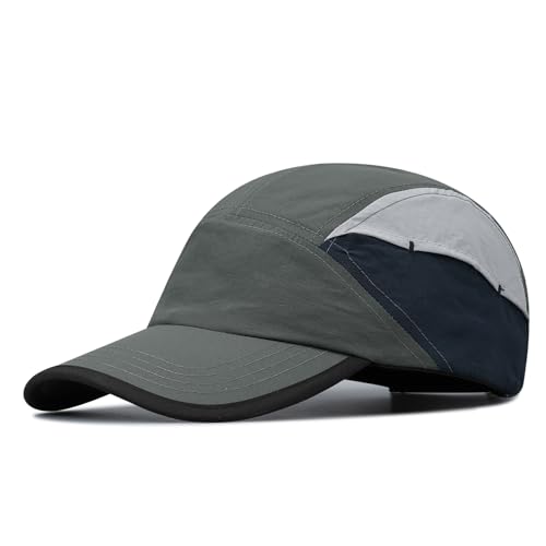 Clakllie Atmungsaktive 5 Panel Baseball Cap Schnell-trocknend Baseballkappe Sommer Kappe UPF 50+ Kurzer Schirm Sport Cap Low Profile Dad Cap,Gray von Clakllie