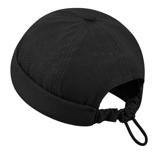 Clakllie Atmungsaktive Docker Beanie Cap Rollbund Retro Skullcap Brimless Miki Hat Sailor Fisherman Leon Hat Wasserdicht Landlord Hat Laufen Sommer Cap, K-CT83-Black, Einheitsgröße von Clakllie