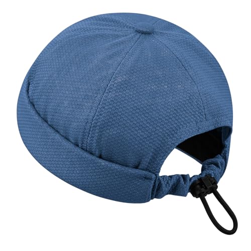 Clakllie Atmungsaktive Docker Beanie Cap Rollbund Retro Skullcap Brimless Miki Hat Sailor Fisherman Leon Hat Wasserdicht Landlord Hat Laufen Sommer Cap, K-CT83-Blue, Einheitsgröße von Clakllie