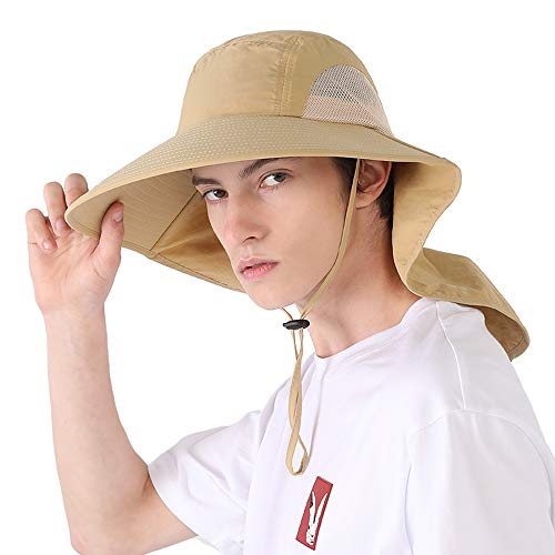 Clakllie Atmungsaktive Netzmütze Quick Dry Bucket Hat Unisex Polyester Fishing Hat mit Nackenschutz Sommer Sonnenhut UPF50+ Hüte von Clakllie