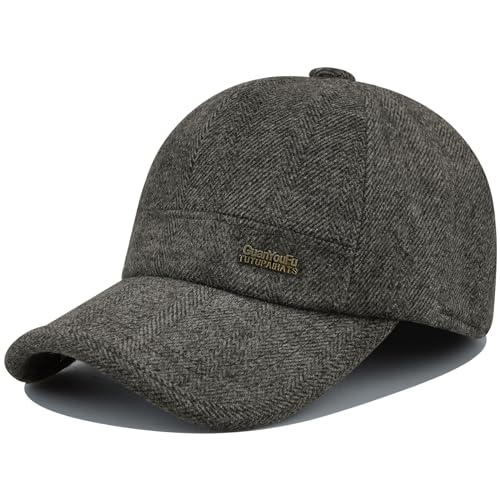 Clakllie Baseball Cap Herren Winter Warme Wolle Fleece Mit Ohrenklappen Schirmmütze Outdoor Sport Cap Herren Winter Herbst (C-GSDT4-Kaffee) von Clakllie