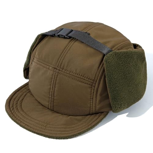 Clakllie Basecap mit Ohrenklappen für Herren Damen Warme Short Brim Baseball Cap Polar Fleece 5 Panel Cap mit Kurzem Schirm Weich Fliegermütze,BSWD2403-Brown von Clakllie