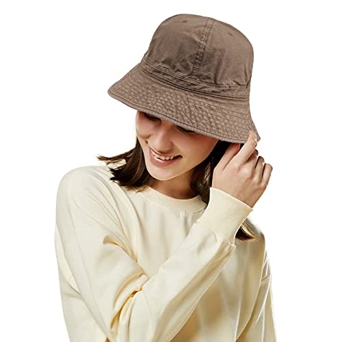 Clakllie Baumwolle Fischerhüte UV Schutz Eimerhut Urlaub Fischerhut für Herren Damen Washed Anglerhut Wide Brim Sun Hat von Clakllie