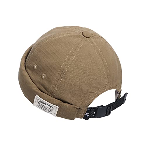Clakllie Fisherman Beanie Baumwolle Docker Cap Herren Rolled Cuff Hafenmütze Mütze Ohne Schirm Seemannsmütze Harbour Hats,Khaki von Clakllie