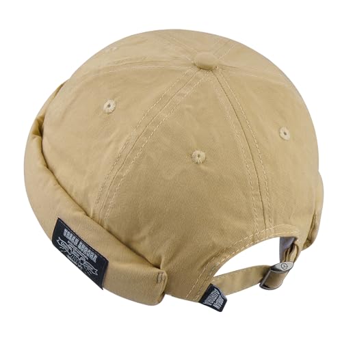 Clakllie Cap ohne Schirm Docker Mütze Baumwolle Mütze Soft Brimless Cap Wandermütze Seemannskappe Vintage-Stil Dockercap Bikercap Hat Kopfbedeckung Seemannskappe von Clakllie