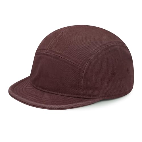 Clakllie Cotton 5 Panel Cap mit Kurzem Schirm Flat Brim Caps Herren Dad Hut Outdoor Sports Cap Running Mütze,BSAD2514-Wine Red von Clakllie