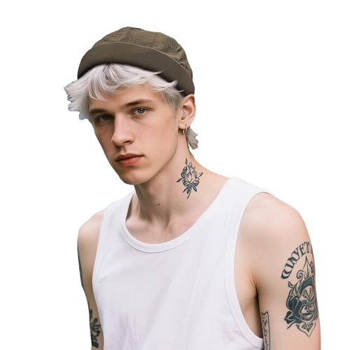 Clakllie Dockercap Cap Ohne Schirm Casual Seemannsmütze Adjustable Wasserdicht Hafenmütze Brimless Hat Rolled Cuff Harbour Hat Bikermütze Sommermütze Fischermütze,CT81-Brown von Clakllie