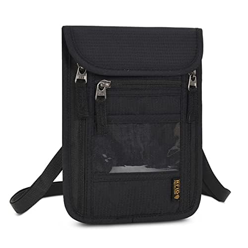 Clakllie Fasion Reisepass-Tasche Leichte Handytasche für Damen Herren Utility Reisetasche Outdoor Wasserabweisend Neck Bag, S-HZB01-Black, 6.2 * 8.4inch, Casual von Clakllie