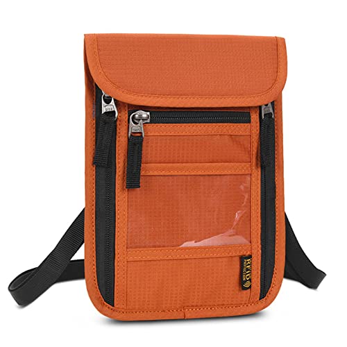 Clakllie Fasion Reisepass-Tasche Leichte Handytasche für Damen Herren Utility Reisetasche Outdoor Wasserabweisend Neck Bag, S-HZB01-Orange, 6.2 * 8.4inch, Casual von Clakllie