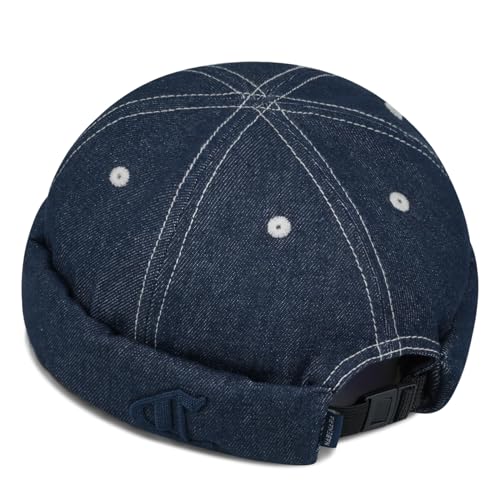 Clakllie Fischermütze Damen Unisex Seemannsmütze Hafenmütze Vintage mütze Ohne Schirm Baumwolle Sailor Docker Cap Classic Fisherman Beanie,HBMH1-Navy Blue von Clakllie