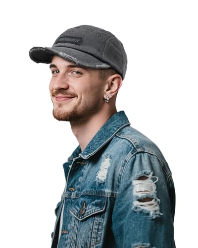 Clakllie Flat Brim Snapback Cap Original 5 Panel Cap Herren Damen Camp Basecap Cotton Schildkappe Unstructured Laufkappe,Black von Clakllie