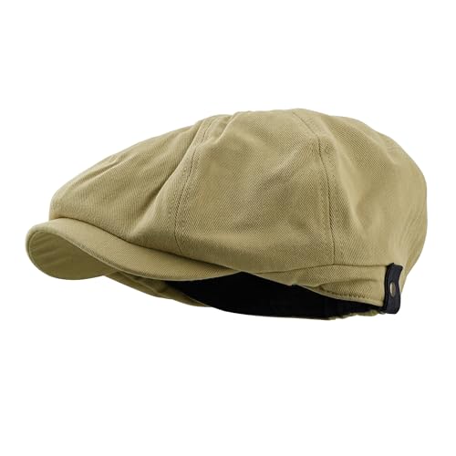 Clakllie Unisex Gatsby Newsboy Cap Flatcap Shelby Mütze Urban Street Baskenmütze Schiebermütze Herren Atmungsaktiv Barett Cap,Khaki von Clakllie