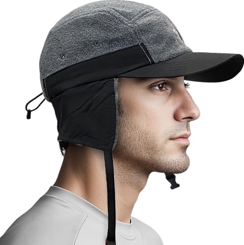 Clakllie Baseball Cap mit Ohrenklappen Winter Fliegermütze Trappermütze Warm Outdoor Sports Cap Earflap Fullcap Ohrenschutz Hat Russenmütze für Snowboarden Skaten Radfahren,Gray-DOTP3 von Clakllie