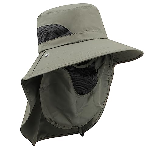 Clakllie Mesh Fischerhut mit Breiter Krempe Schnell Trocknend Safari Hat Flap Cover Hat Unisex Outdoor Huts Sonnenhut with Neck Protection von Clakllie