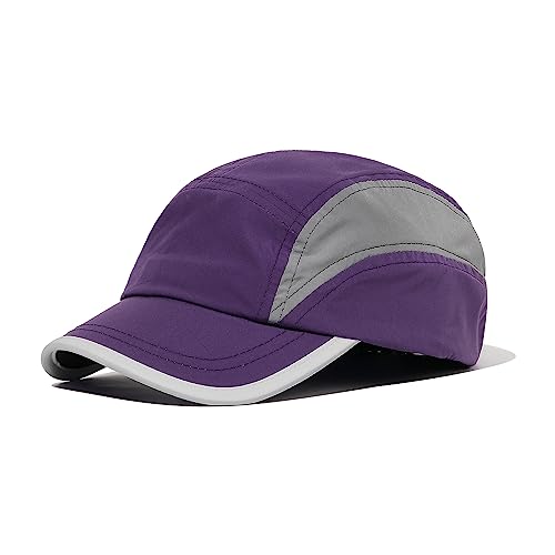 Clakllie Nylon 5 Panel Cap Unisex Quick Dry Cap Kurze Krempe Baseball Cap Outdoor Sport Caps Unstrukturierte UV Schutz Caps Sommer Running Cap, ASB04-Lila, Einheitsgröße von Clakllie