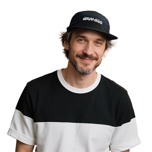 Clakllie Quick Dry 5 Panel Basecap Wasserdicht Flat Brim Running Cap Leichte Sport Hut Verstellbar UPF50+ Schildmütze Unstructured Outdoor Cap,BSSP2549-Black von Clakllie
