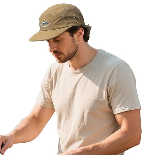 Clakllie Quick Dry Sports Caps Flat Brim 5 Panel Cap Damen Baseballmütze mit Flachem Schirm Flat Bill Basecap Sun Protection Caps,DFB3-Brown von Clakllie